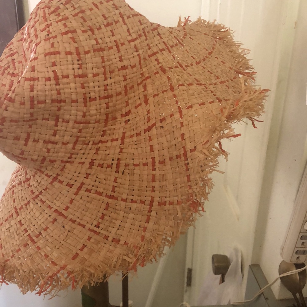 Peter Grimm Floppy Straw Beach Hat Orange Accents